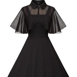 1950s Dresses for Women Vintage Goth Swing Cocktail Dress with Pockets and Chiff